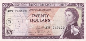 East Caribbean States, 20 Dollars, 1965, XF, p15i
Queen Elizabeth II. Potrait
Estimate: USD 150-300