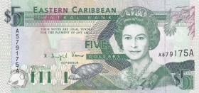 East Caribbean States, 5 Dollars, 1994, UNC, p31a
Queen Elizabeth II. Potrait
Estimate: USD 25-50