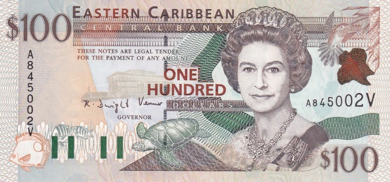 East Caribbean States, 100 Dollars, 1998, UNC, p36v
Queen Elizabeth II. Potrait...