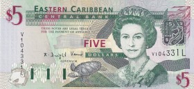 East Caribbean States, 5 Dollars, 2000, UNC, p37l
Queen Elizabeth II. Potrait
Estimate: USD 40-80