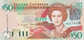 East Caribbean States, 50 Dollars, 2003, UNC, p45m
Queen Elizabeth II. Potrait
Estimate: USD 75-150