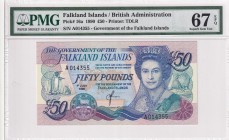 Falkland Islands, 50 Pounds, 1990, UNC, p16a
PMG 67 EPQ, High condition
Estimate: USD 150-300