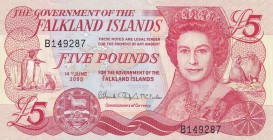 Falkland Islands, 5 Pounds, 2005, UNC, p17
Queen Elizabeth II. Potrait
Estimate: USD 20-40