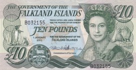 Falkland Islands, 10 Pounds, 2011, UNC, p18
Queen Elizabeth II. Potrait
Estimate: USD 50-100