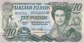Falkland Islands, 10 Pounds, 2011, UNC, p18a
Queen Elizabeth II. Potrait
Estimate: USD 25-50