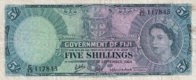 Fiji, 5 Shillings, 1964, VF(-), p51d
Slightly stained
Estimate: USD 40-80