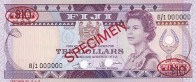 Fiji, 10 Dollars, 1980, UNC, p79s, SPECIMEN
Queen Elizabeth II. Potrait
Estimate: USD 600-1200