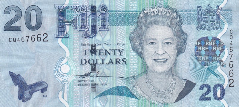 Fiji, 20 Dollars, 2007, UNC, p112a
Queen Elizabeth II. Potrait
Estimate: USD 1...