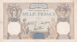 France, 1.000 Francs, 1938, VF, p90c
Curb has tears and pinholes
Estimate: USD 15-30