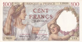 France, 100 Francs, 1942, UNC, p94
Estimate: USD 30-60