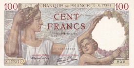France, 100 Francs, 1941, UNC(-), p94
Estimate: USD 25-50