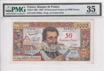 France, 50 nouveaux Francs on 5.000 Francs, 1959, VF, p139b
PMG 35
Estimate: USD 600-1.200