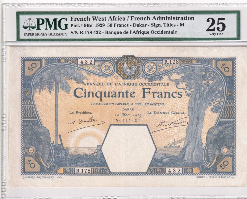 French West Africa, 50 Francs, 1929, VF, p9Bc
PMG 25
Estimate: USD 250-500