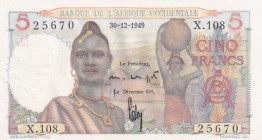 French West Africa, 5 Francs, 1949, UNC, p36
Estimate: USD 75-150