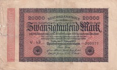 Germany, 20.000 Mark, 1923, VF(+), p85b
There are openings and tears