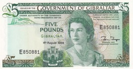 Gibraltar, 5 Pounds, 1988, UNC, p21b
Queen Elizabeth II. Potrait
Estimate: USD 15-30