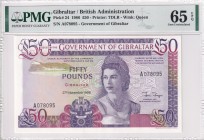 Gibraltar, 50 Pounds, 1986, UNC, p24
PMG 65 EPQ
Estimate: USD 150-300