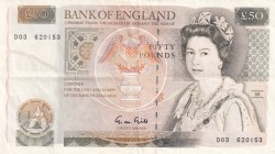 Great Britain, 50 Pounds, 1988/1991, XF(-), 381b
Queen Elizabeth II. Potrait
Estimate: USD 100-200