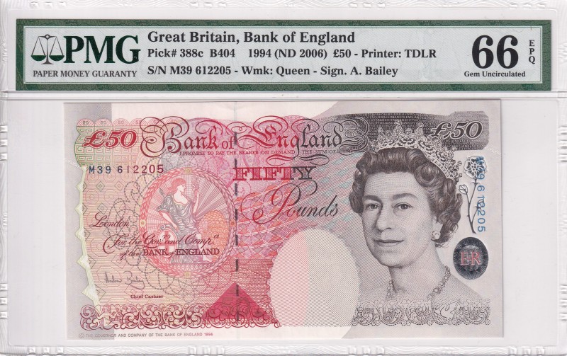 Great Britain, 50 Pounds, 1994, UNC, p388c
PMG 66 EPQ
Estimate: USD 150-300