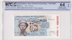 Guinea-Bissau, 50 Pesos, 1975, UNC, p1s, SPECIMEN
PCGS 64 OPQ
Estimate: USD 200-400