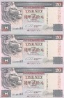 Hong Kong, 20 Dollars, 1995, UNC, p201b
In 3 blocks. Uncut.
Estimate: USD 30-60