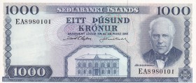 Iceland, 1.000 Kronur, 1961, UNC, p46a
Estimate: USD 40-80