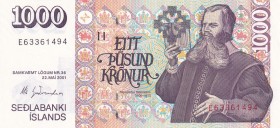 Iceland, 1.000 Kronur, 2001, UNC, p59a
Estimate: USD 15-30