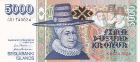 Iceland, 5.000 Kronur, 2001, UNC, p60
Estimate: USD 75-150