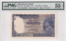 India, 10 Rupees, 1937, AUNC, p19a
PMG 55 EPQ
Estimate: USD 150-300
