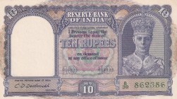 India, 10 Rupees, 1943, UNC, p24
King George VI Portrait
Estimate: USD 100-200