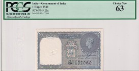 India, 1 Rupee, 1940, UNC, p25a
PCGS 63
Estimate: USD 40-80