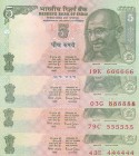 India, 5 Rupees, 2002, UNC, p88Ac, 6 Radar
(Total 4 banknotes)
Estimate: USD 250-500