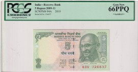India, 5 Rupees, 2009/2011, UNC, p94A
PCGS 66 PPQ
Estimate: USD 25-50