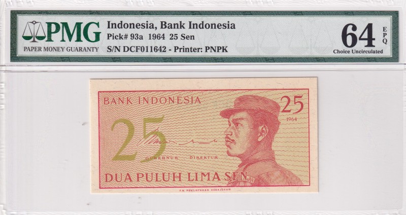 Indonesia, 25 Sen, 1964, UNC, p93a
PMG 64 EPQ
Estimate: USD 20-40