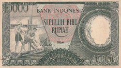 Indonesia, 10.000 Rupiah, 1964, XF, p101b
Slightly stained
Estimate: USD 15-30