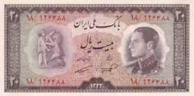 Iran, 20 Rials, 1954, UNC, p65
Estimate: USD 20-40