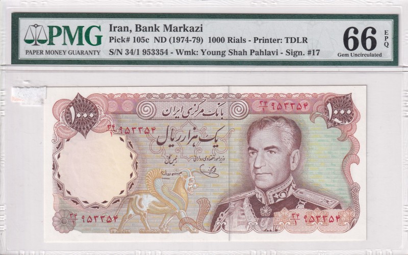 Iran, 1.000 Rials, 1974/1979, UNC, p105c
PMG 66 EPQ
Estimate: USD 75-150
