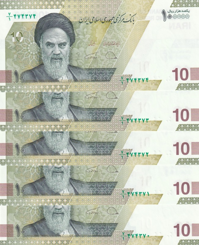 Iran, 100.000 Rials, 2021, UNC, pNew, (Total 5 consecutive banknotes)
Estimate:...