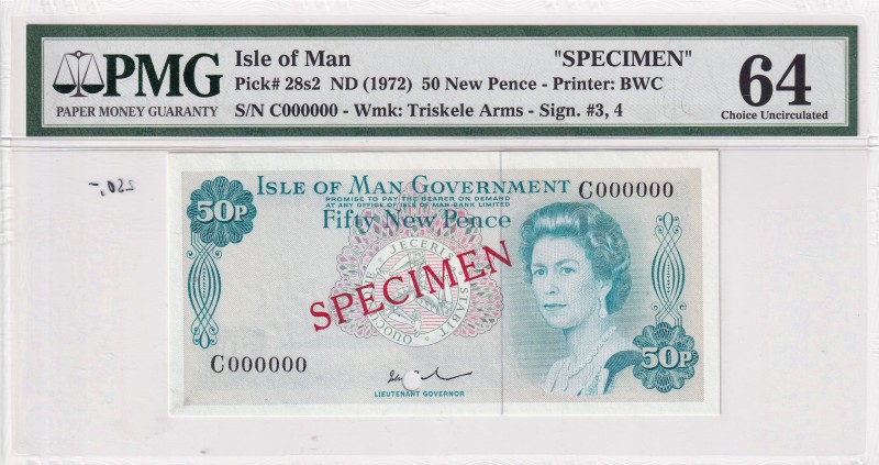 Isle of Man, 50 New Pence, 1972, UNC, p28s2, SPECIMEN
PMG 64
Estimate: USD 225...