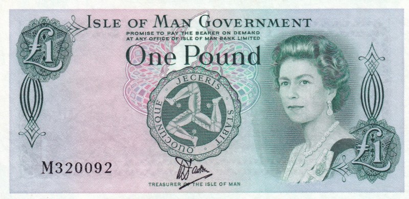 Isle of Man, 1 Pound, 1938, UNC, p38
Queen Elizabeth II. Potrait
Estimate: USD...