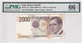 Italy, 2.000 Lire, 1990, UNC, p115
PMG 66 EPQ
Estimate: USD 30-60