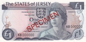 Jersey, 1 Pound, 1976, UNC, p11s, SPECIMEN
Queen Elizabeth II. Potrait
Estimate: USD 25-50