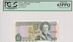 Jersey, 1 Pound, 1989, UNC, p15a
Low serial
Estimate: USD 125-250