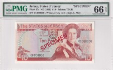 Jersey, 10 Pounds, 1989, UNC, p17s, SPECIMEN
PMG 66 EPQ
Estimate: USD 55-110
