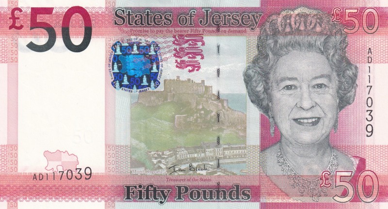 Jersey, 50 Pounds, 2010, UNC, p36a
Portrait of Queen Elizabeth II
Estimate: US...