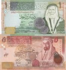 Jordan, 1-5 Dinars, 2010/2013, UNC, p34; p35, (Total 2 banknotes)
Top 100 Serial Numbers
Estimate: USD 15-30