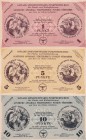 Latvia, 1-5-10 Punkte, 1943, UNC, (Total 3 banknotes)
Banknotes printed during the German occupation in World War II
Estimate: USD 140-280