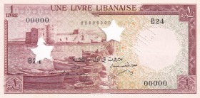 Lebanon, 1 Livre, 1952, UNC(-), p55s, SPECIMEN
Estimate: USD 100-200