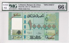 Lebanon, 100.000 Livres, 2011/2012, UNC, p95S
PMG 66 EPQ
Estimate: USD 75-150
