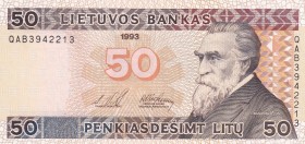 Lithuania, 50 Litu, 1993, AUNC, p58a
Estimate: USD 75-150